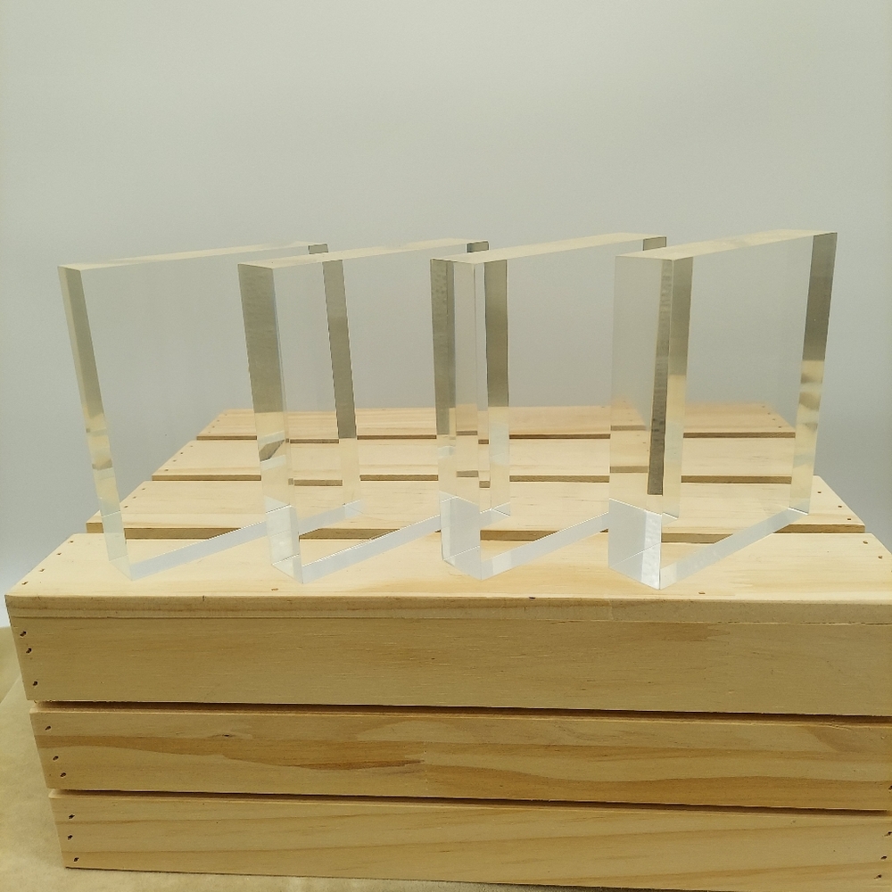 4 Acrylic Square Display Block Clear Polished Rectangular